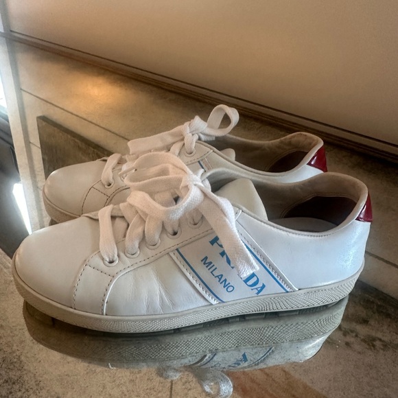Prada Blue Logo Low-top Sneakers - Picture 1 of 4